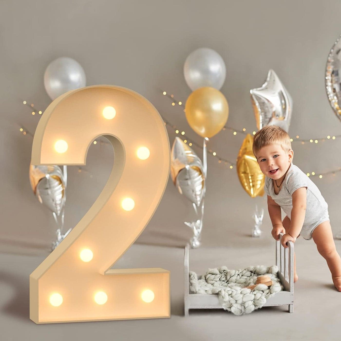 imprsv Marquee Numbers 4FT Light Up Numbers for 2nd Party Birthday Decorations Mosaic Numbers for Balloons Large Cardboard Numbers Number Two Balloon Frame Number Blocks Birthday Decoration