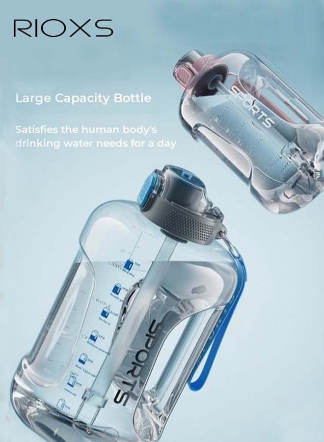2.5L Easy Grip Handle Flip Top Water Bottle with Carrying Cord Large Capacity Sports Bottle for Everyday Use in Fitness Gym Sports Home and Office