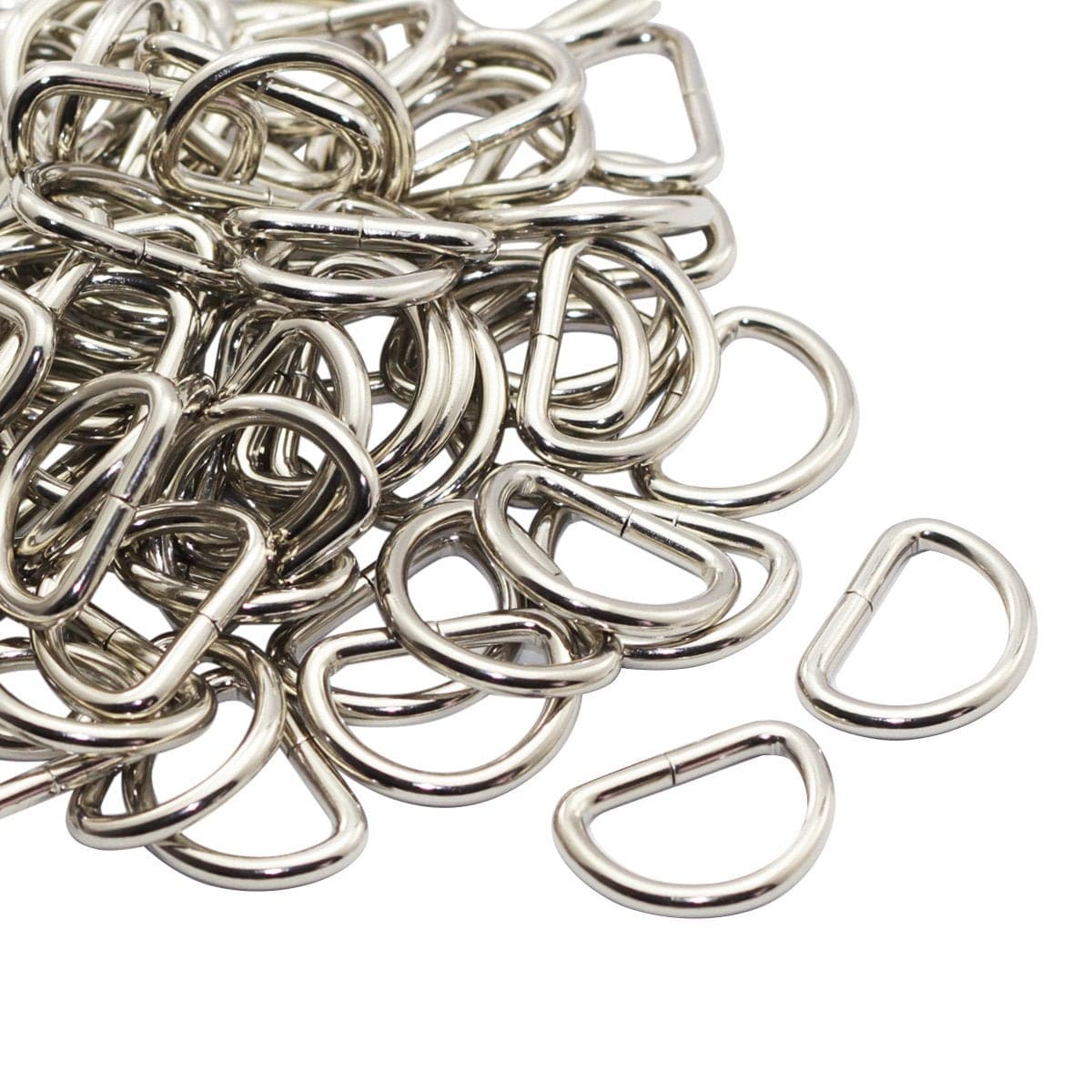 CrocSee Metal D Ring 12 inch Non Welded Nickel Plated Pack of 100 Small