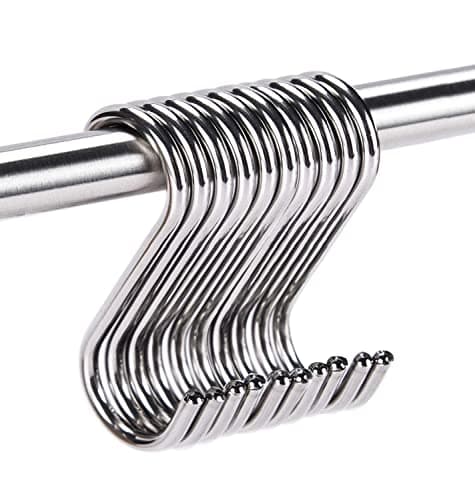 ARTOYS Stainless Steel S Hooks - Pack of 10, 3 Inches, 4mm Diameter, 50lbs Load Capacity - Electroplated Surface