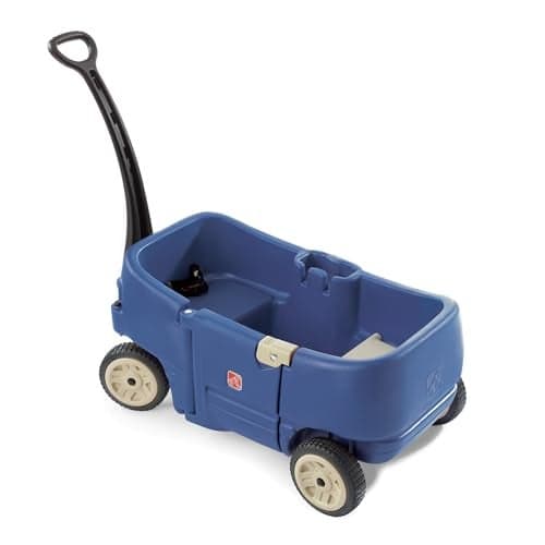 Step2 Wagon for Two Plus Kids Ride On Toy Stroller Substitute Includes Seat Belts Made of Durable Plastic Max Weight 75 lbs For Toddlers 155 Years Old Denim Blue