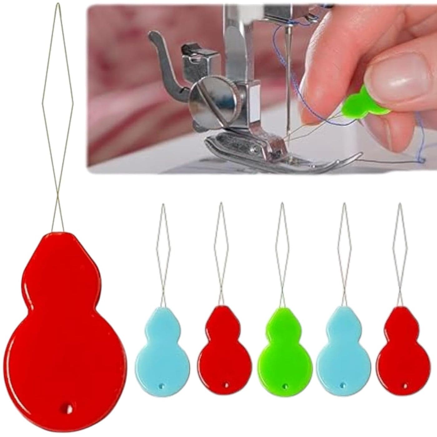 RIANZ Needle Threaders Plastic Needle Threaders for Hand Sewing Gourd Shaped Sewing Machine Needle Threaders Threader for Small Eye Needles Embroidery DIY Arts MultiColor Pack of 5
