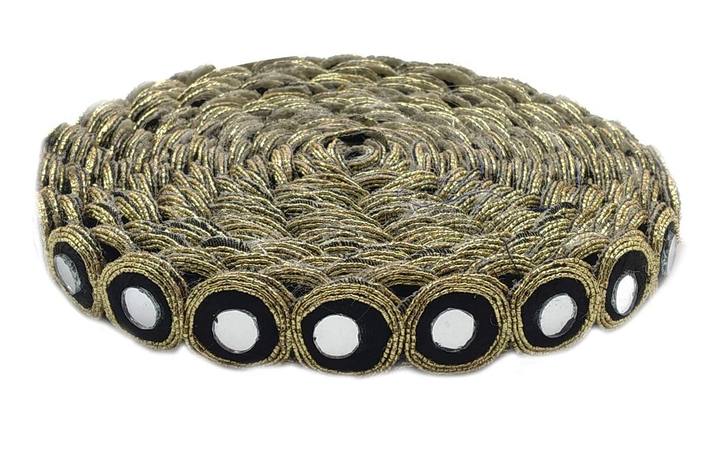 Round Shiny Mirror Lace 9 Mtr 98 Yards Border for Dresses Sarees Suits Blouses Dupattas Bags Art Craft Black