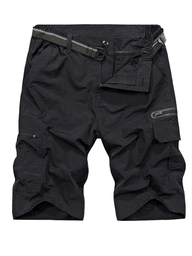 Jessie Kidden Mens Outdoor Casual Expandable Waist Lightweight Water Resistant Quick Dry Fishing Hiking Shorts #6222-Black,32