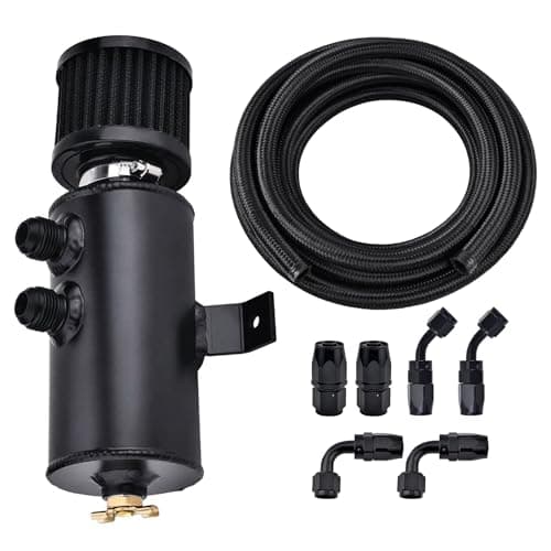 EVIL ENERGY 10AN Oil Catch Can, Breather Tank with AN10 Fuel Line Kit Nylon Braided CPE 10FT