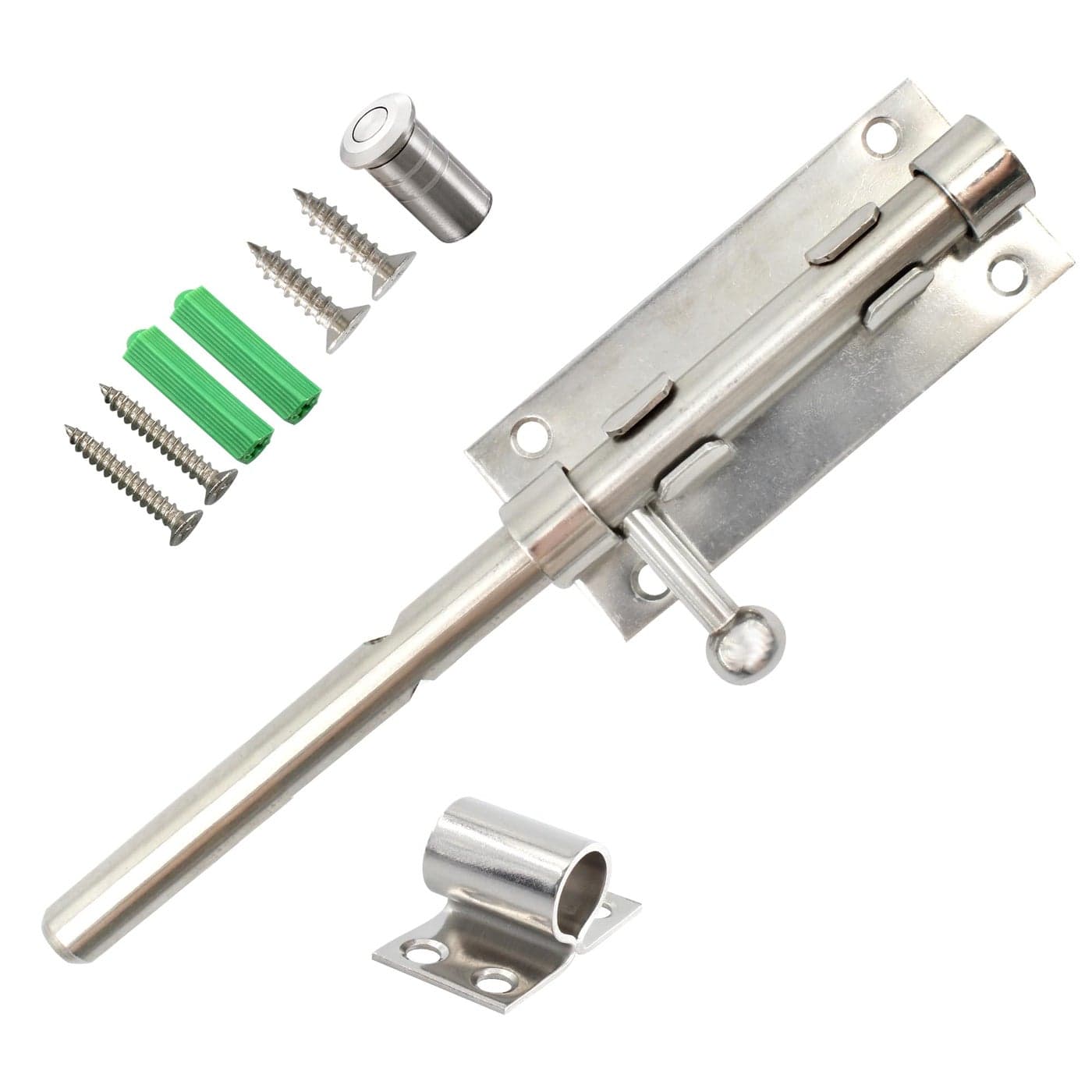 AUXBC 79 Inch Sliding Bolt Gate Latch Stainless Steel Slide Barrel Bolt Latch Heavy Duty Security Bolt Door Lock Slide Latch for Home Garden Warehouse Garage Door Silver
