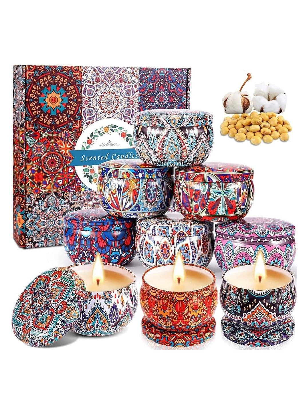 Scented Candles Gift Set for Women 9 Pack Aromatherapy Candle for Home Scented Natual Soy Candles Gifts for Anniversary Birthday Mother's Day Bath Spa Meditation