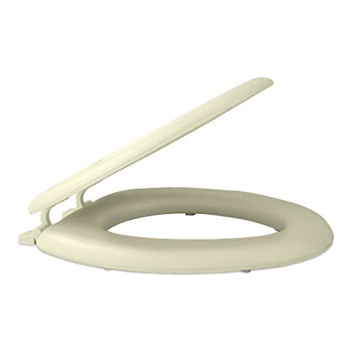 Soft Elongated Vinyl Toilet Seat, Bone - 19 Inch Soft Vinyl Cover with Comfort Foam Cushioning - Fits All Elongated Size Fixtures - Easy to Install Fantasia by Achim Home Decor