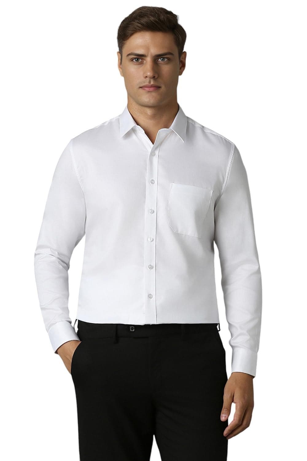 Louis Philippe Men's Cotton Slim Fit Shirt (Lpsfmslfk13939_White,42