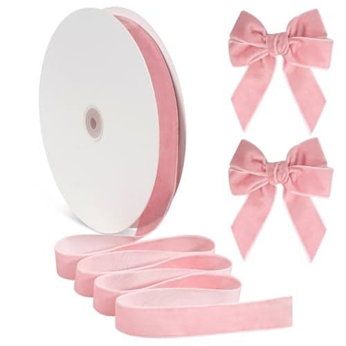 Pink Velvet Ribbon 1 Inch Vintage Christmas Ribbon for Gift Wrapping 30 Yds Thick Velvet Ribbons for Christmas Tree Bow Ornaments Wreaths Holiday Decor Valentine Day