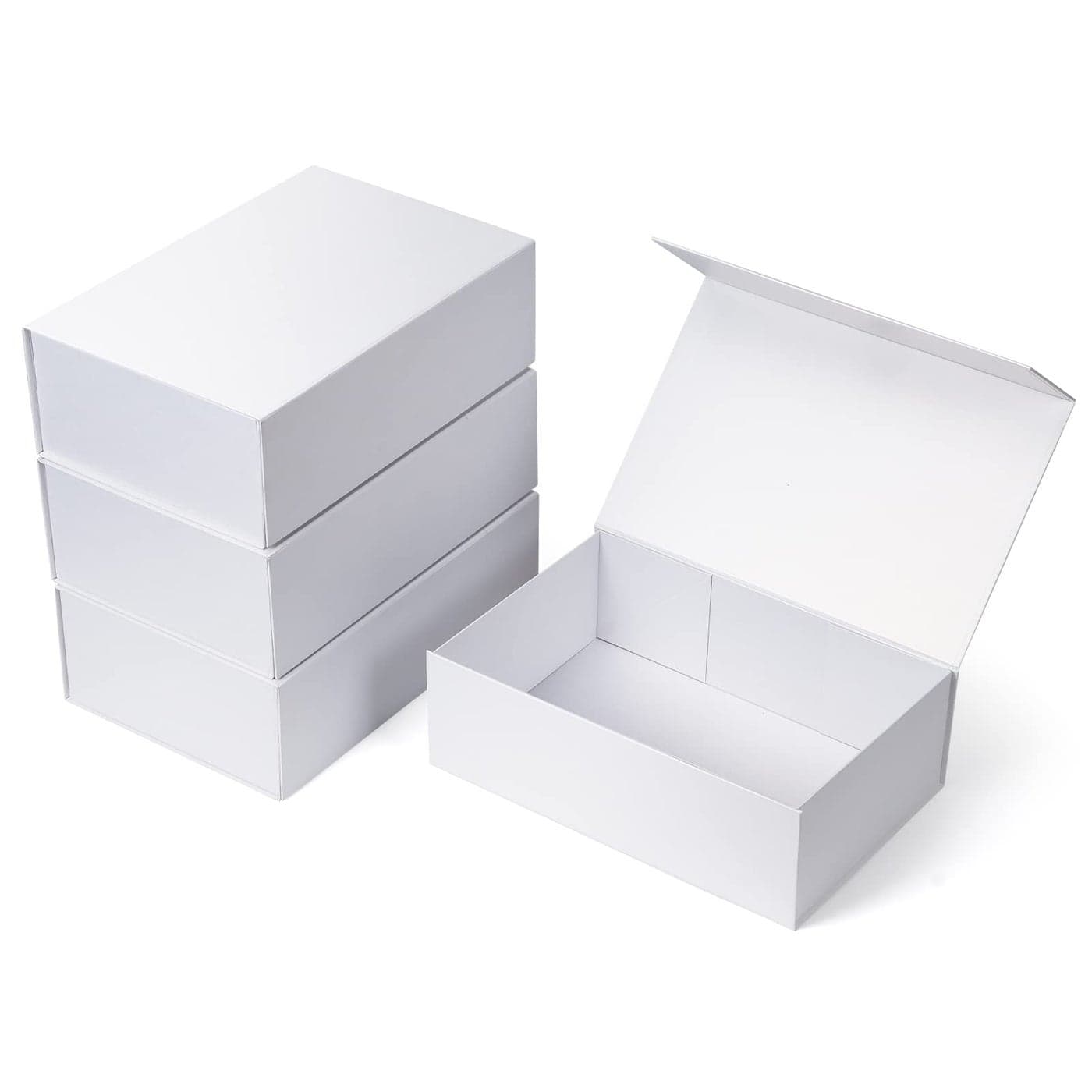 Ditwis 4 Pack 12x8x4 Inches Gift Boxes with Magnetic Closure Lids White Magnetic Box for Wedding Groomsmen Bridesmaid Proposal Birthdays Mothers Day