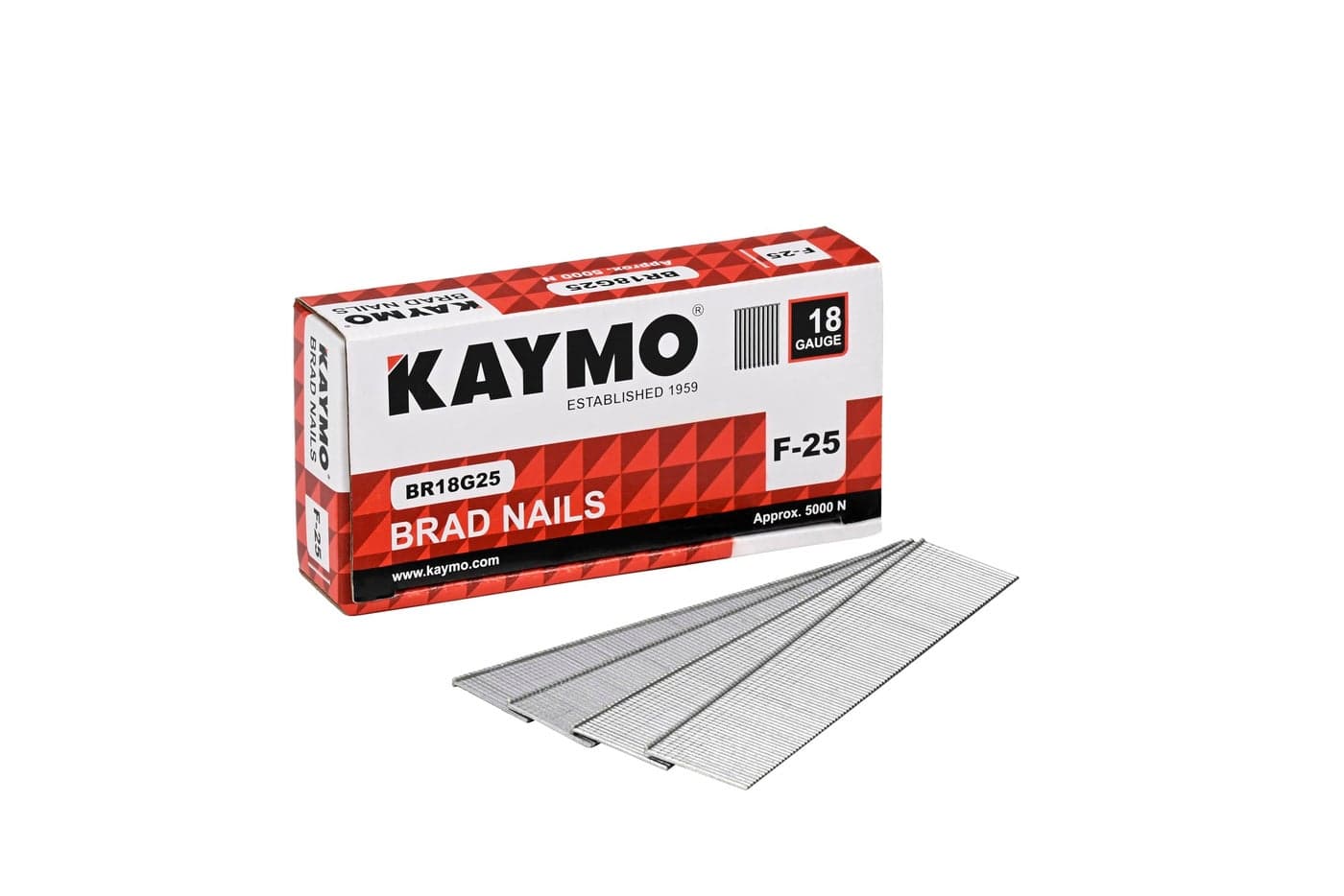 Kaymo F-25 18 Gauge Brad Nails F-25mm, Galvanized Finish Nails, (5000 Pieces)