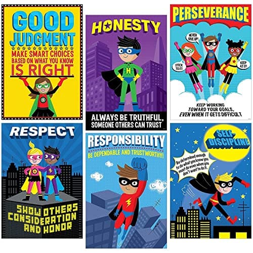 Creative Teaching Press CTP Superhero Character Education, Inspirational Posters, Six Pieces 5649-CK