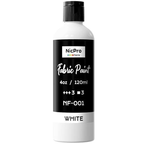 Nicpro White Fabric Paint 4 oz 120 ml Fabric Paint for Clothes Permanent Rich Pigment NonToxic Soft Clothing Paint for DIY Tshirts Jeans Crafts Refresh Furniture Upholstery