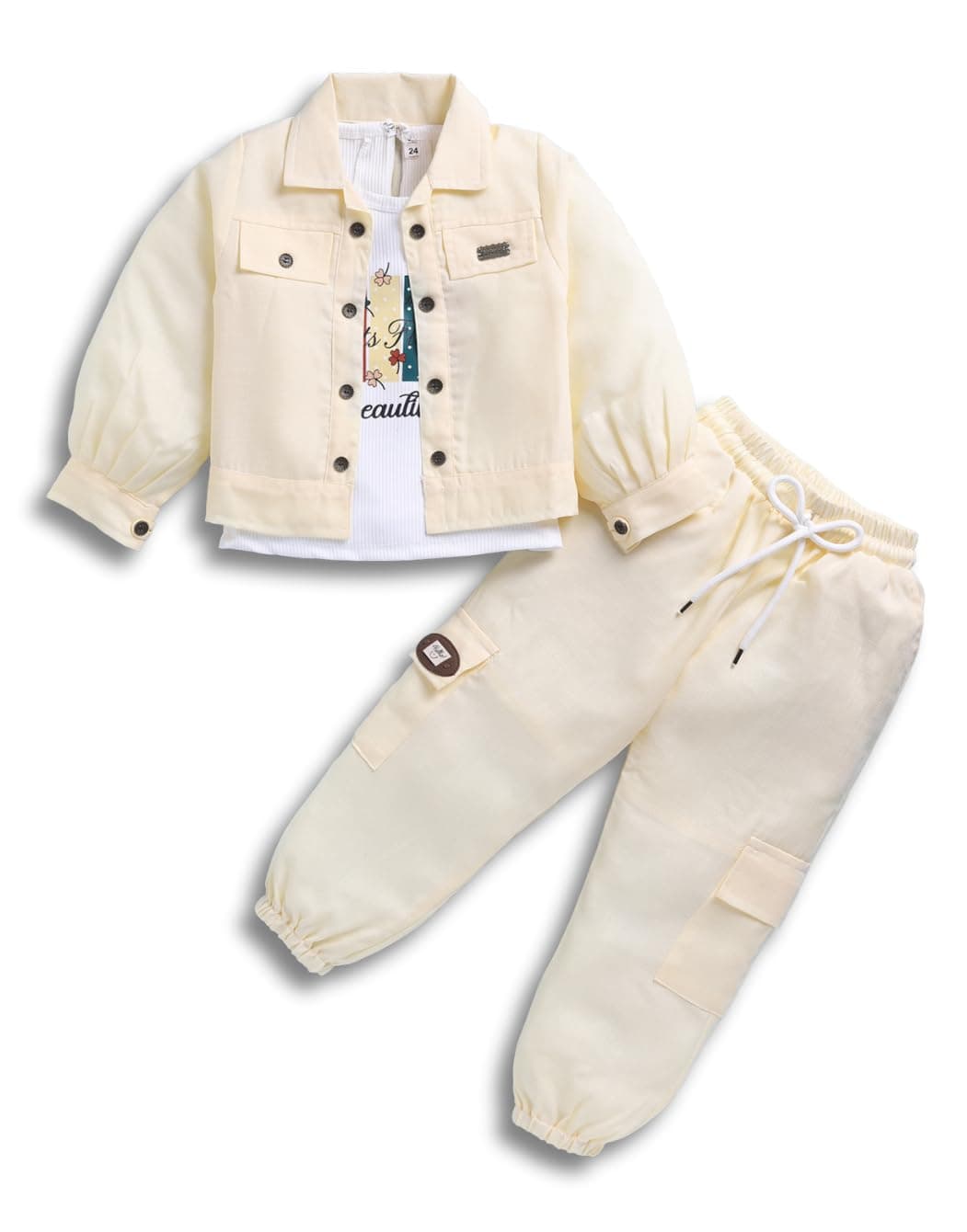 Toonyport Girls Fashionable Top and Pant Set (Yellow, Full Sleeves) (3 Years - 4 Years)