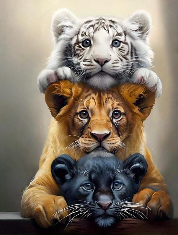 GXGLLPZBY DIY Tiger Animal Diamond Painting Kits, 5D Diamond Art for Beginners Adults, Round Full Drill Diamond dot Art Kits,Gem Art for Adults Home Wall Decor 11.8x15.8in