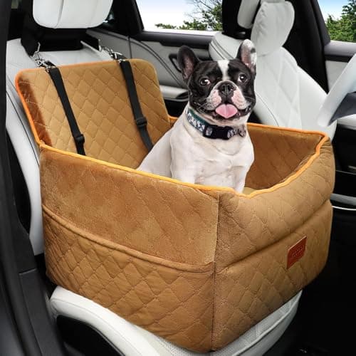 HEGGCOOE Dog Car Seat for Small Medium Dogs Memory Foam Dog Booster Seats with Thick Cushion for Dogs Under 35lbs Detachable Washable Pet Car Seat Travel Bed with Storage Pockets2 Safety Belt