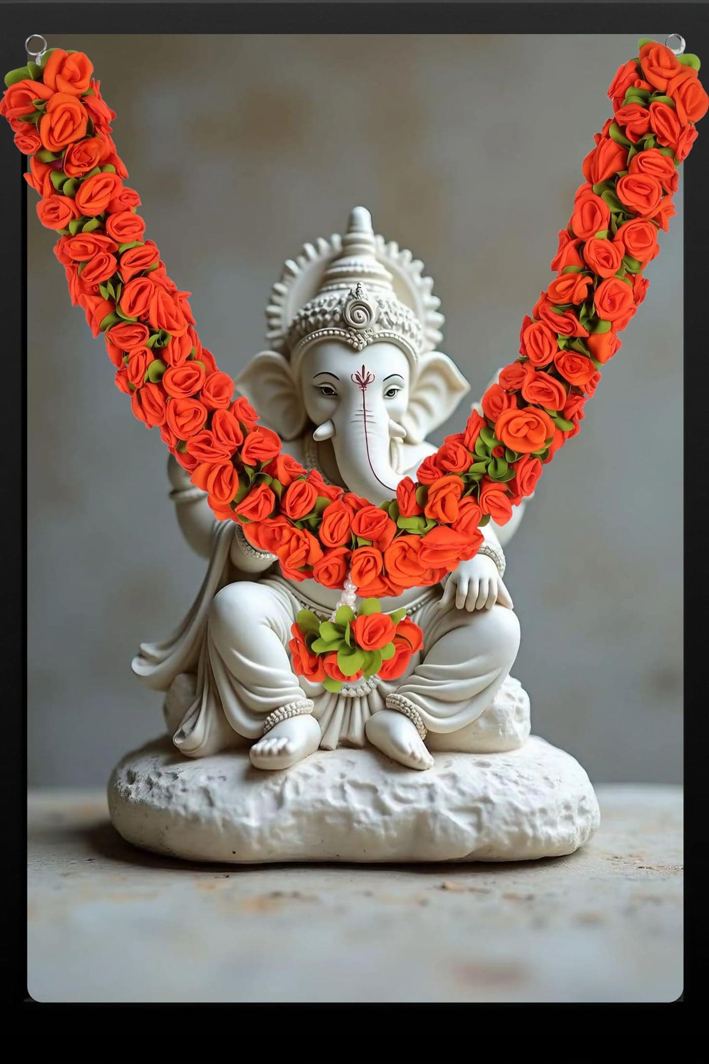 Daedal Crafters Flower Garland for Pooja Mandir Decoration, Hanging Mala for Photo Frame, Decorative Haar Mala for God Idols, Photo Frames of Loved Ones, Ancestors, Pitra & Pooja Room Décor (40 inch)