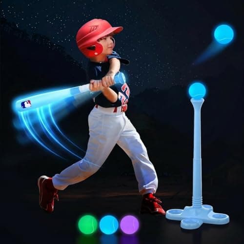 Leshein LED Tball Set for Toddlers 35 58 Light up Tee Ball Set for Toddlers Glow in The Dark T Ball Set for Kids 35 Kids Outdoor Toys Baseball Toys Gifts for Boys Girls Blue