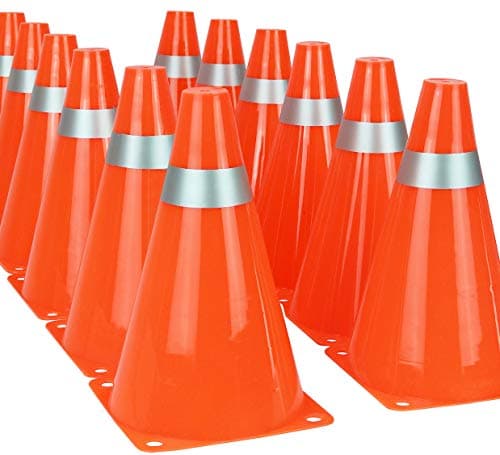 Kiddie Play 7 Inch Traffic Cones Sports Soccer Drills Agility Training Orange Cones for Kids (Set of 12)