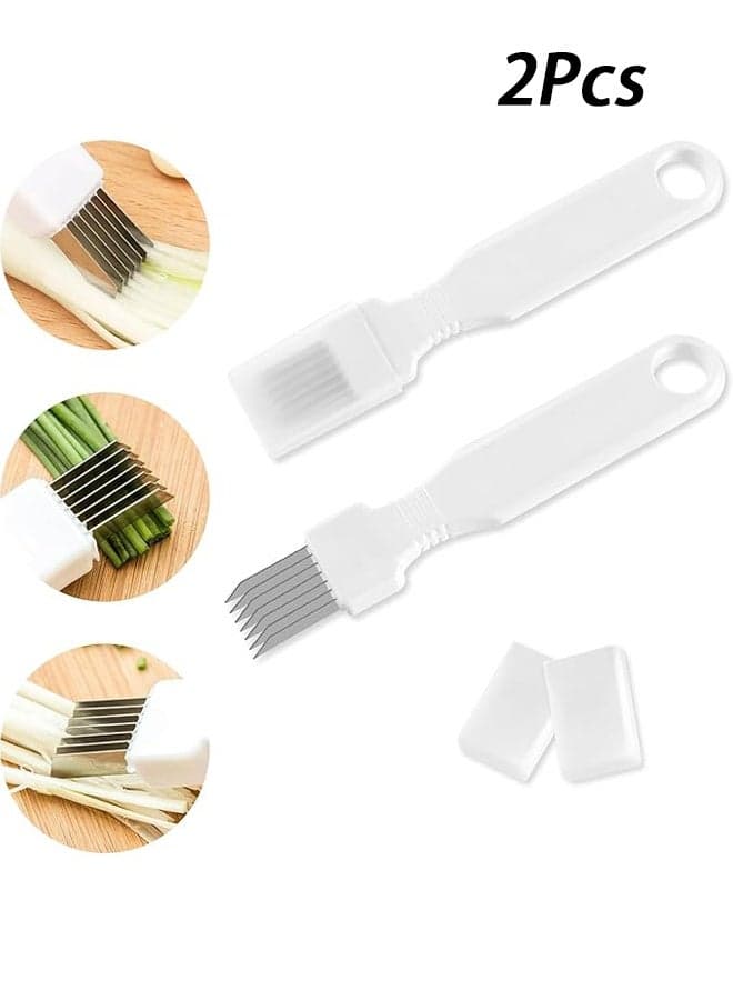 2Pcs Shred Silk the Knife, Scallion Green Onion Cutter Shred Knife, Vegetable Cutter for Food Garlic Fruit Banana Salad, Food Speedy Chopper Slicer for Kitchen Restaurant Hotel Household