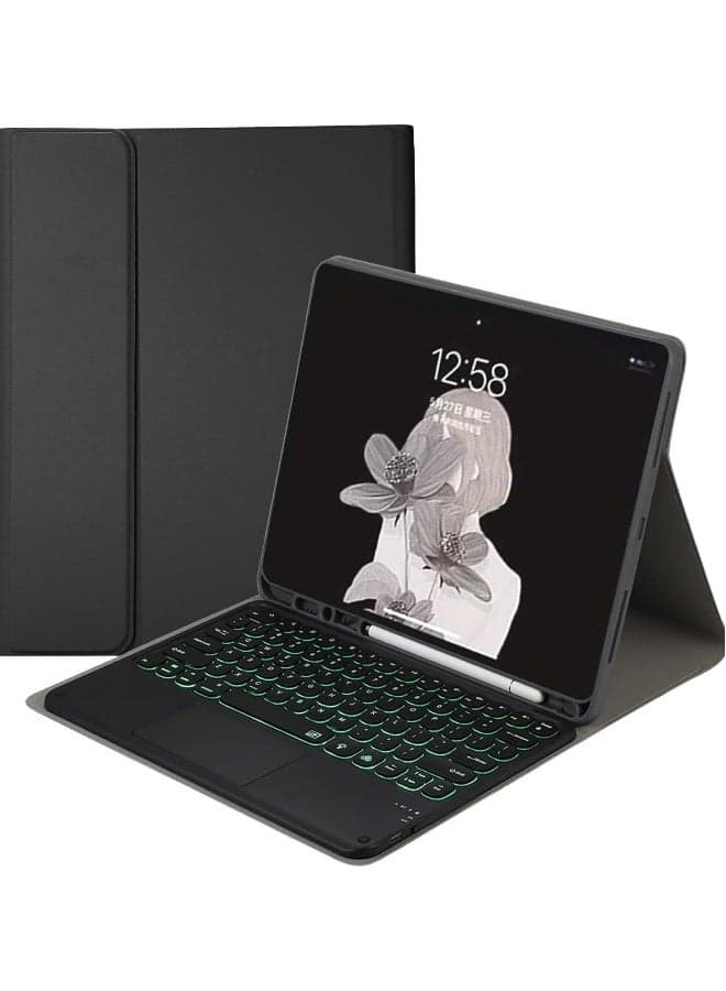 Backlit Keyboard Case for Samsung Galaxy Tab S10 Ultra 14.6 Inch (2024) Leather Case with Pencil Holder, Detachable Wireless Touchpad Trackpad Keyboard