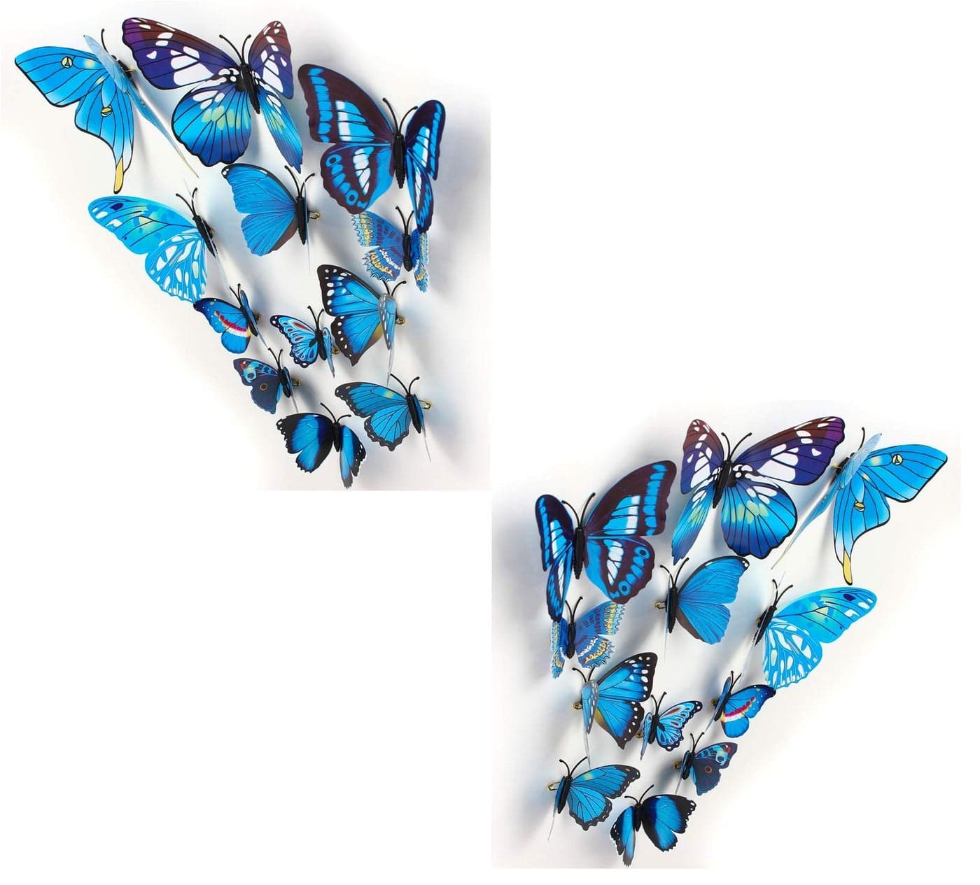 Xtore™ 24pcs 3D Home Decor Butterfly | 3D Butterfly Beautiful Decor Item | Comes with Sticking pad - Ocean Blue)(Set of 24)
