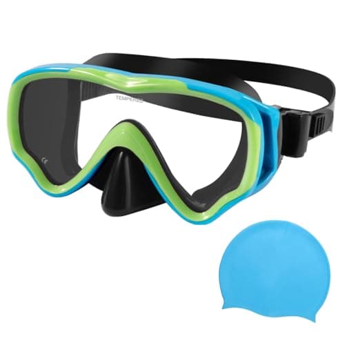Berallo Kids Snorkel Gear Diving Mask AntiFog and AntiLeak Swimming Goggles Snorkeling Glasses Waterproof Durable Tempered Glass Mask for Children 4 14 Age Blue Green
