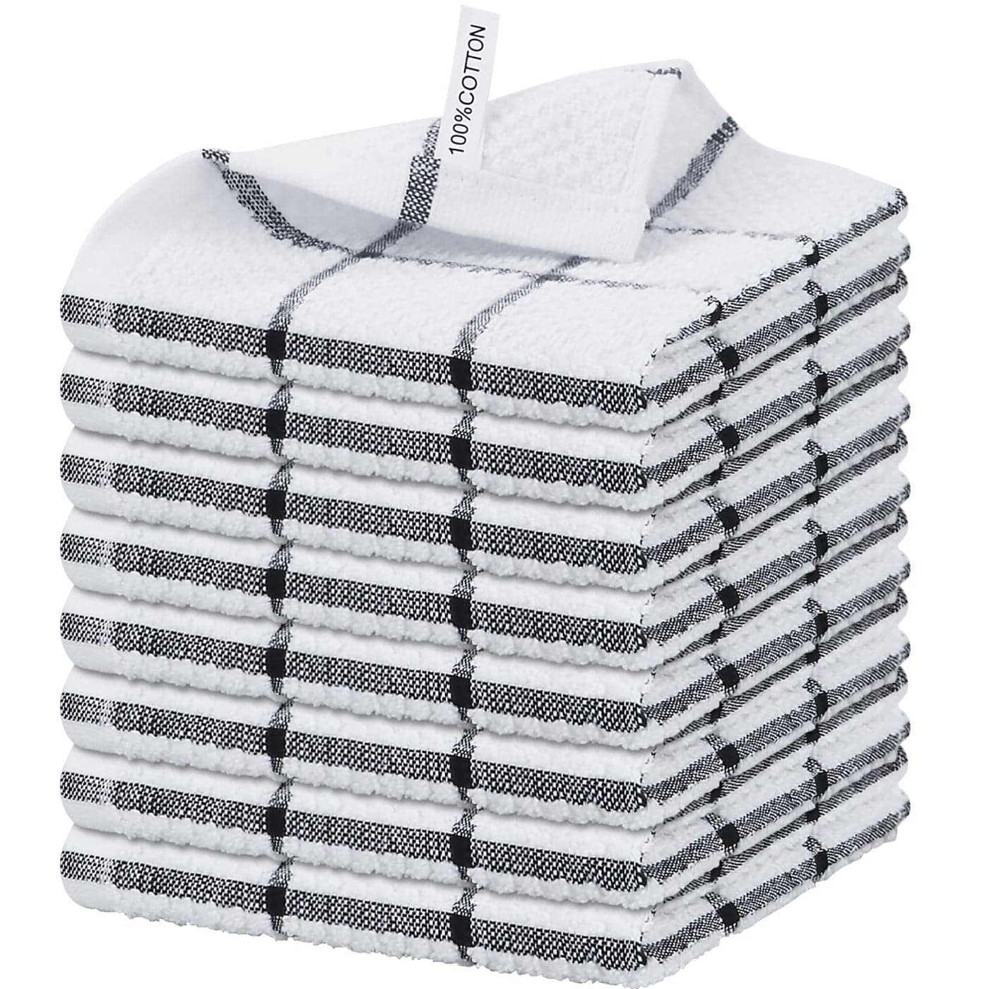Nialnant 8 Pack Kitchen Dish Rags100 Cotton Dish Cloths for Washing DishesQuick Drying Kitchen Towels12x12 InchesBlack Plaid
