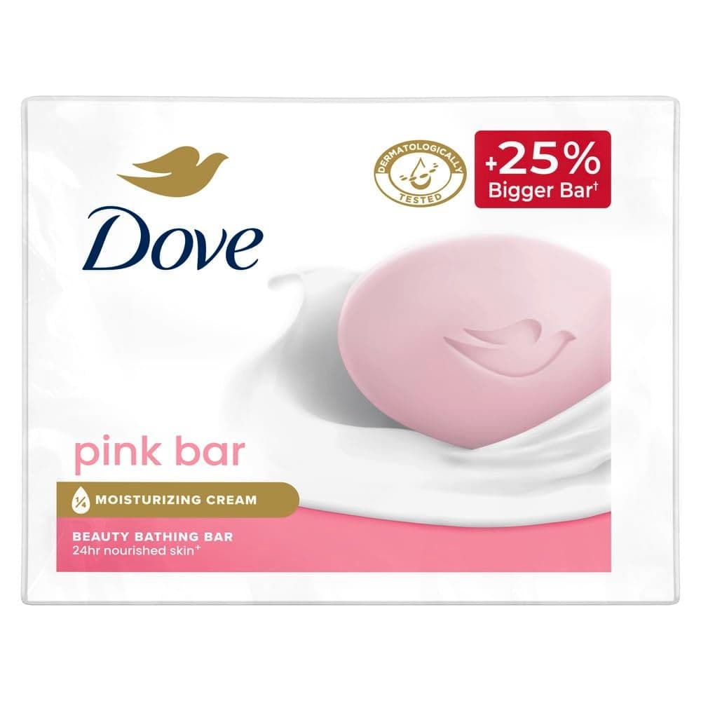 Dove Pink Rosa Beauty Bathing Bar 125g Combo Pack of 3 With Moisturising Cream for Soft Glowing Skin Body Nourishes Dry Skin more than Bar Soap
