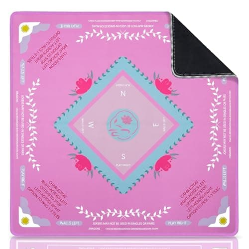 CYAOOI Pink Mahjong Mat with Rules for Table American Mahjong Table Mat Game Mats 315x315 Inch Waterproof NonSlip Noise Mah Jongg Mats for MahjongPokerBoard GamesCard GamesDominoes