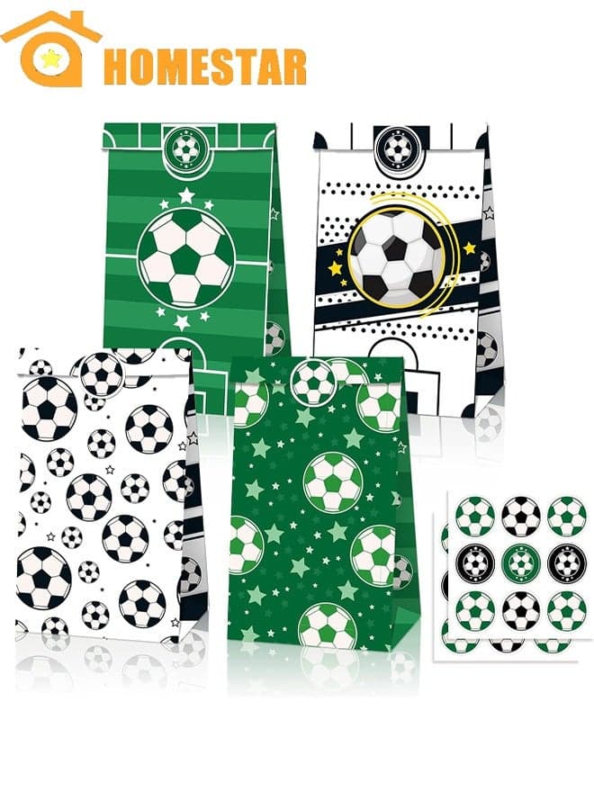 Paper Party Gift Bags, 12 Pcs Soccer Party Favors Set Candy Bags, Collection Paper Bags for Boys Kids Party Favor Supplies Decorations