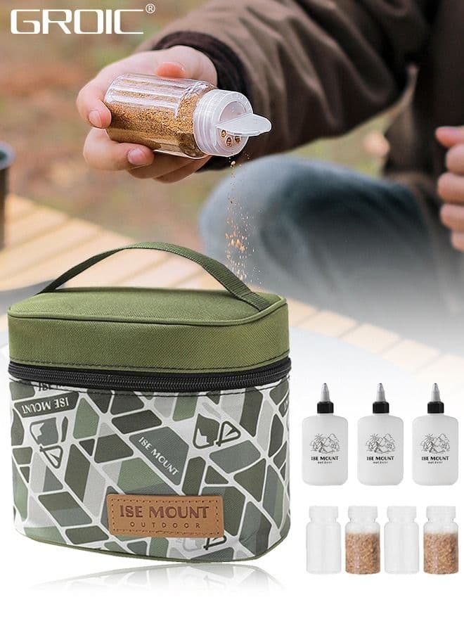 10 Pcs Camping Portable Spice Set with Spice Containers Pepper & Salt Spice Shakers, Separable Storage Bag for Outdoor Travel Camping BBQ Picnic, Portable Spice Bag with Spice Jars Sets