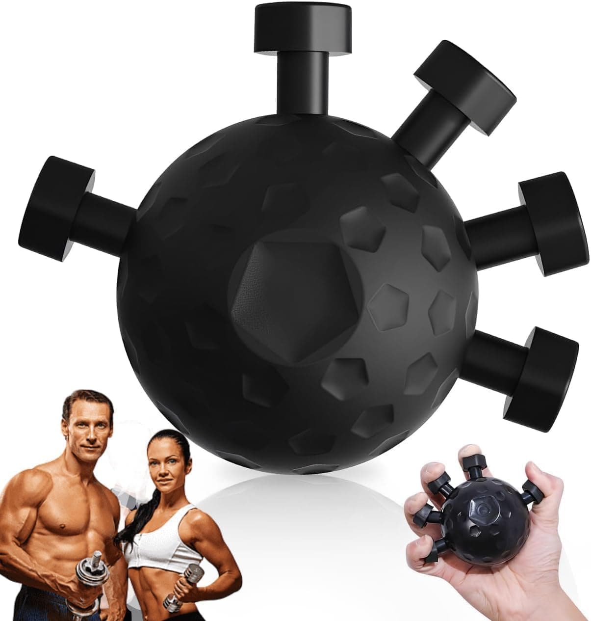 ANKZWEE Ultimate Finger Exerciser Strength Trainer Exercise Ball Hand Strengthener Hand Balls Workout Equipment for Men & Women (Black Heavier Finger)