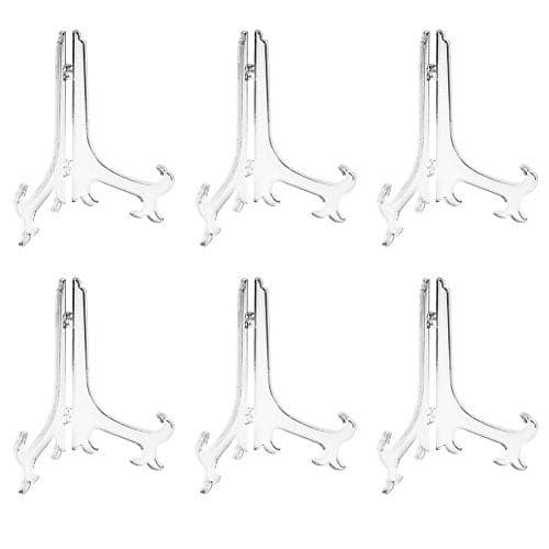 Artliving 9 Inch Clear Plastic Easels or Stand/Plate Holders to Display Pictures or Other Items at Weddings, Home Decoration, Birthdays, Tables (6 Pack)