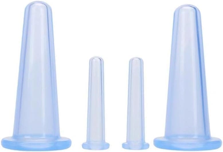4 Pieces Blue Silicone Facial Cupping Therapy SetAnti Cellulite Vacuum Cupping Cups for Face and Eye Cupping MassageMassage ToolsHealth Care Products2 Small 2 Large