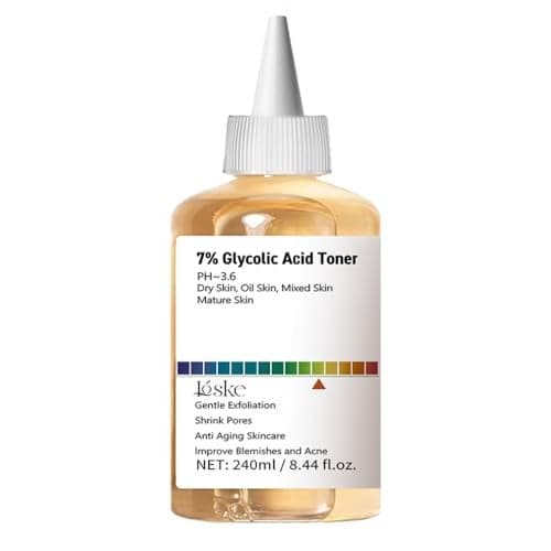 7 Glycolic Acid Face Exfoliating Toner for Clear Skin Pore Minimizer Radiant Complexion Enhancer Daily Use Gentle Formula