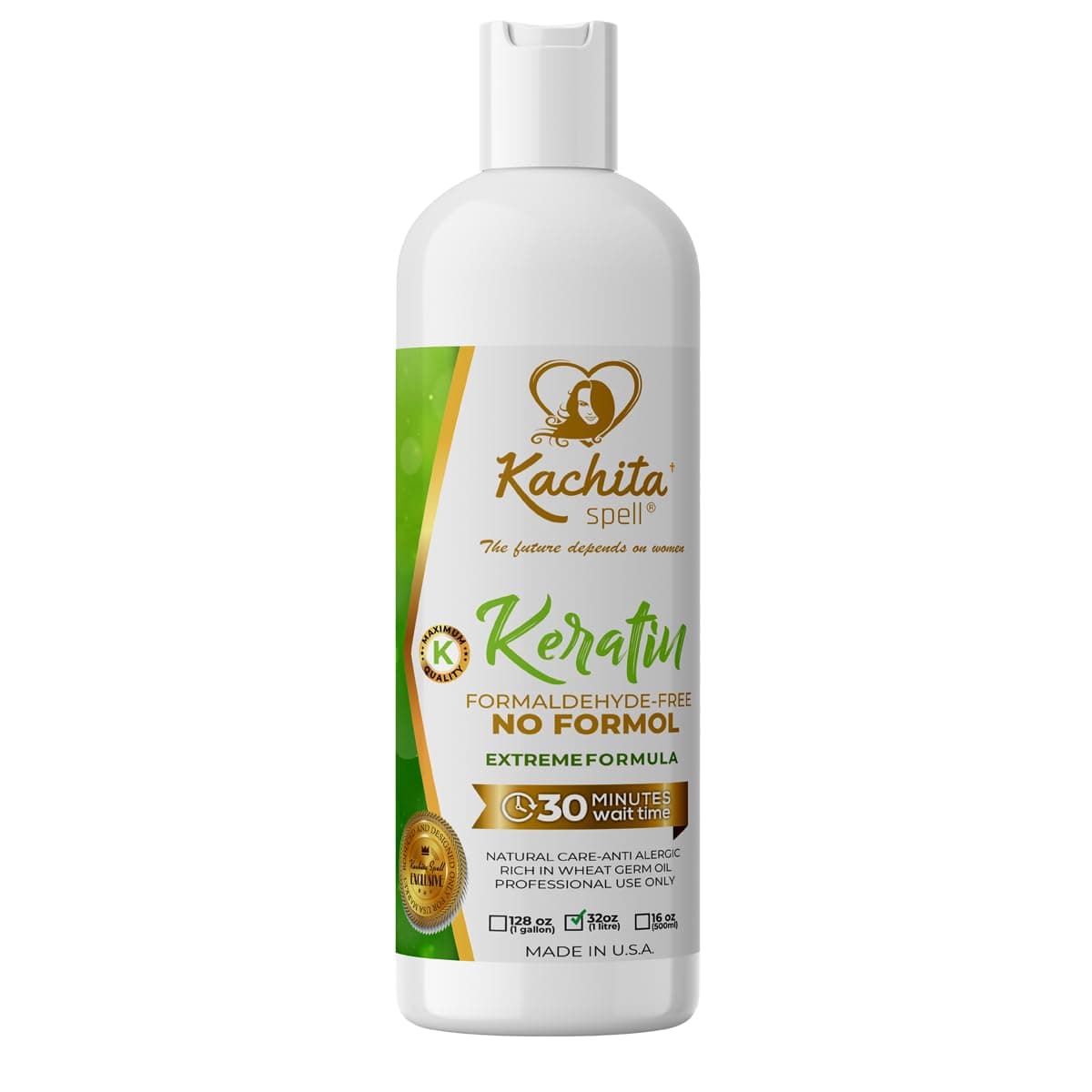 Brazilian Keratin Treatment Formaldehyde Free Kachita Spell Hair Straighteners No Formol Made in USA (32 floz)