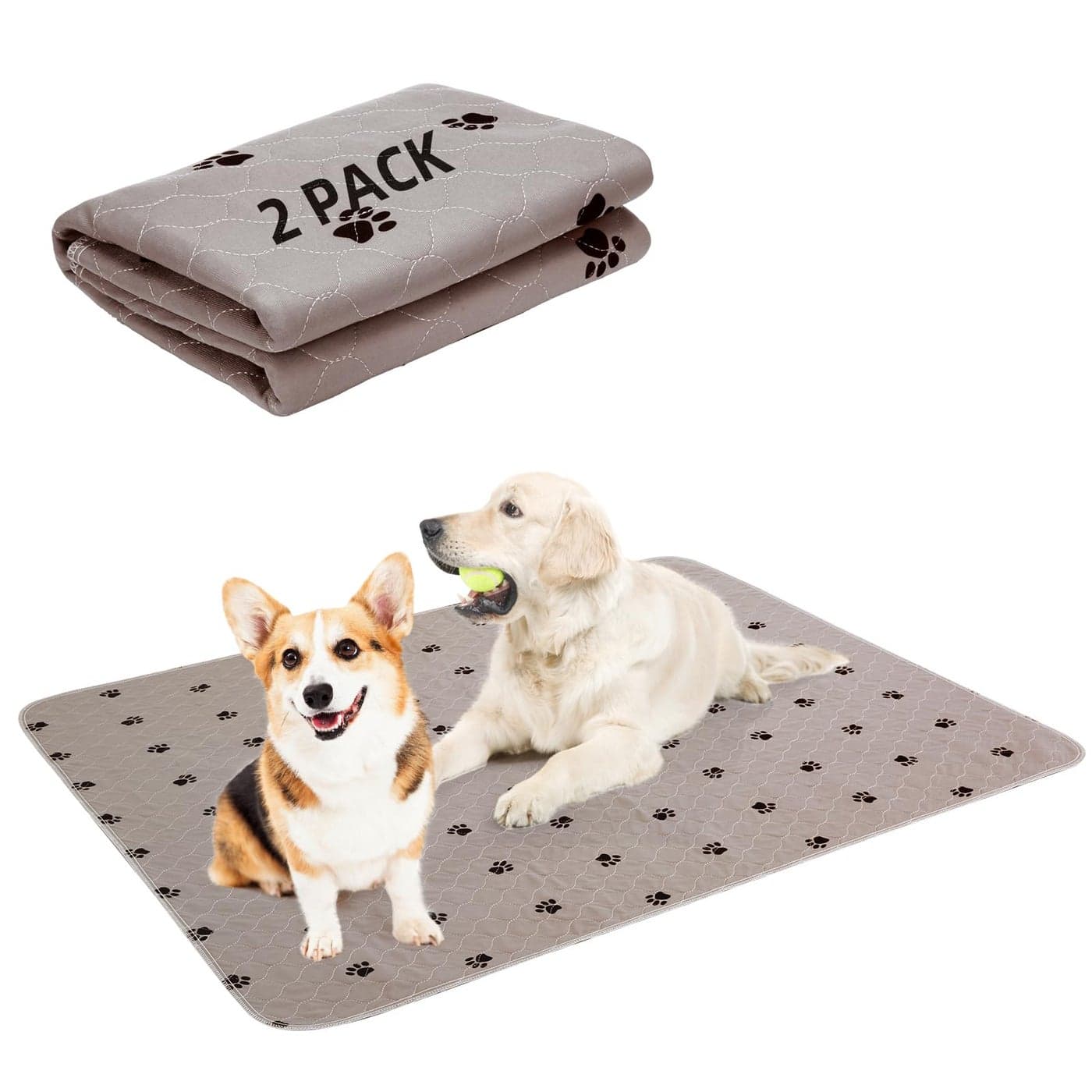 PUPTECK Washable Pee Pads for Dogs 2 Pack 36 x 41 Waterproof Reusable Puppy Potty Training Pads Whelping Mat Fast Absorption NonSlip Pet Food Feeding Mat Pad for Small Animals