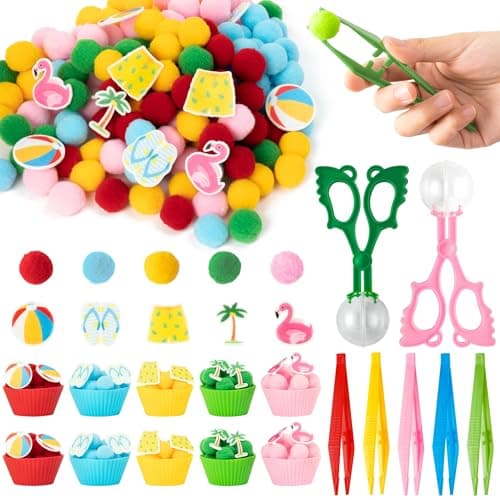 EZdhuawuse Fall Sensory Bin Fillers 294P Fall Thanksgiving Fine Motor Toys Counting Sorting Set for Kids Autumn Counting Toy with Felt Maple Leaf Pom Poms Cup Clip for Preschool Education Activities