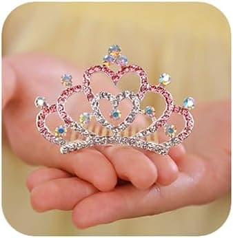 JWICOS Princess Small Crystal Comb Mini Crystal Hair Comb Headband for Party Rhinestone Comb Hair Accessories for Birthday Party Halloween Christmas Pink