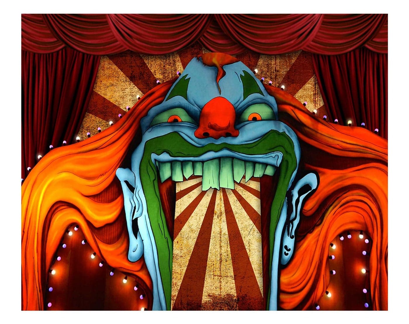 Funnytree 10x8ft Horror Circus Theme Halloween Backdrop for Photography Giant Evil Clown Hallomas Birthday Party Background Scary Grove Vampire Baby Cake Table Decor Banner Photobooth Studio Props