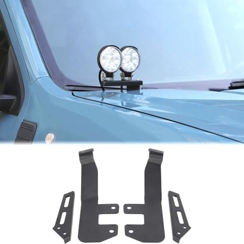 Car Hood Light Mount Antenna Holder Compatible with Ford Maverick 20222026 Front Hood Hinge Ditch Light Antenna Mounting Brackets LED Spotlight Work Light Antenna Searchlight Metal Base Accessories