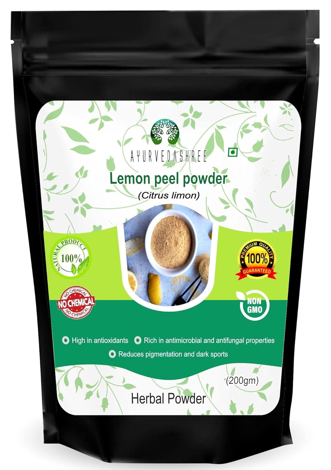 Lemon Peel Powder 200 Gm 100 Pure Processed from SunShade Dried Lemon Peel