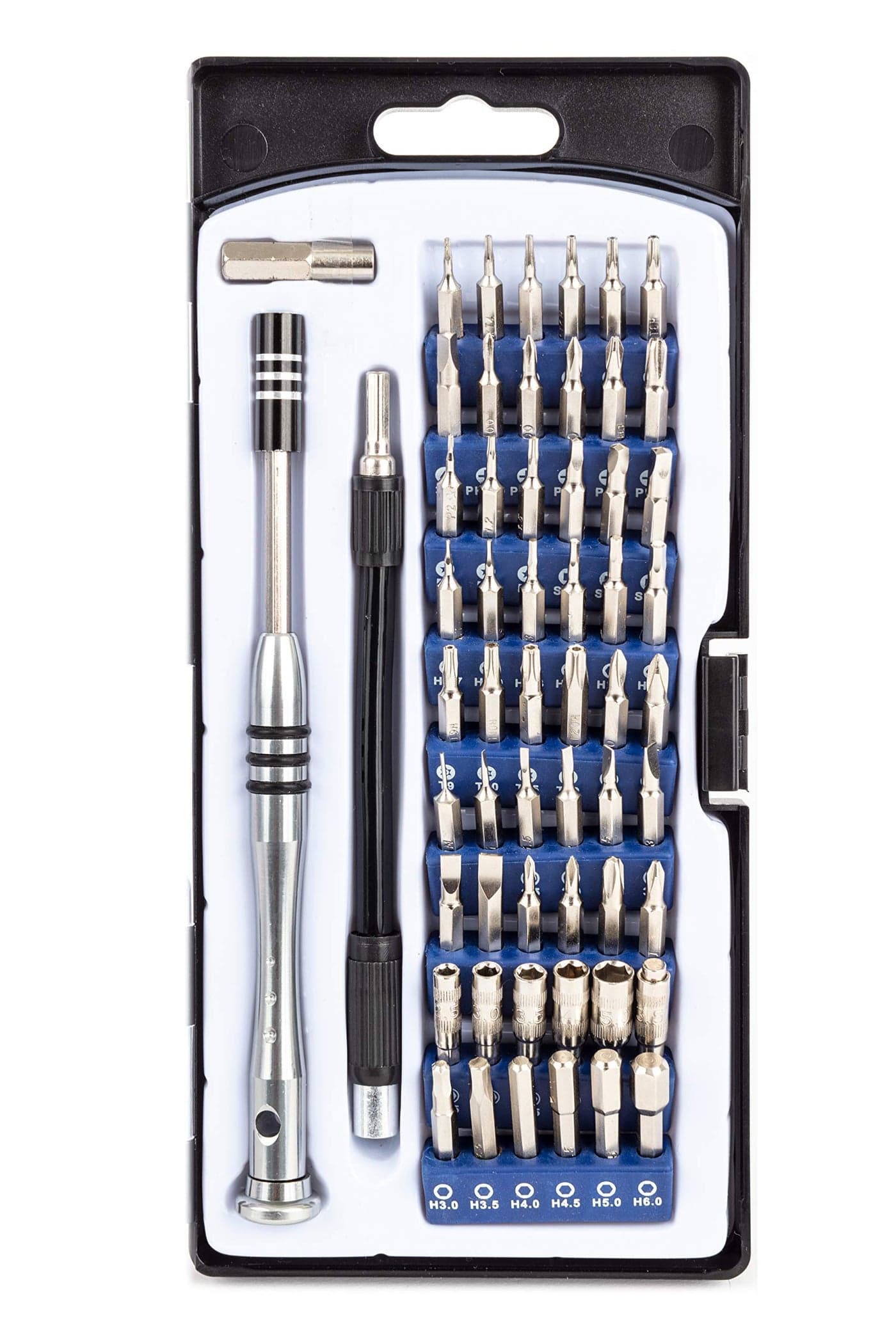 MaxWorks 80400 58-Piece Precision Screwdriver Set – 54 Magnetic Chrome Vanadium Bits, 1/4" Shank Adapter, Flexible Shaft, SIM Tool & Carry Case – Repair Kit for Electronics, Laptops, Phones & More