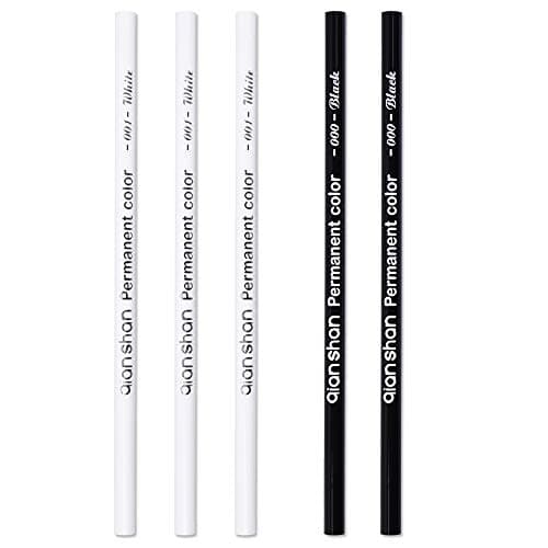 qianshan 5Pcs Black White Color Pencils - Permanent Color Drawing Pencil Oil-based Wooden Colored Pencils for Artist and Beginner Art Projects, 2 Colors of 3 White, 2 Black