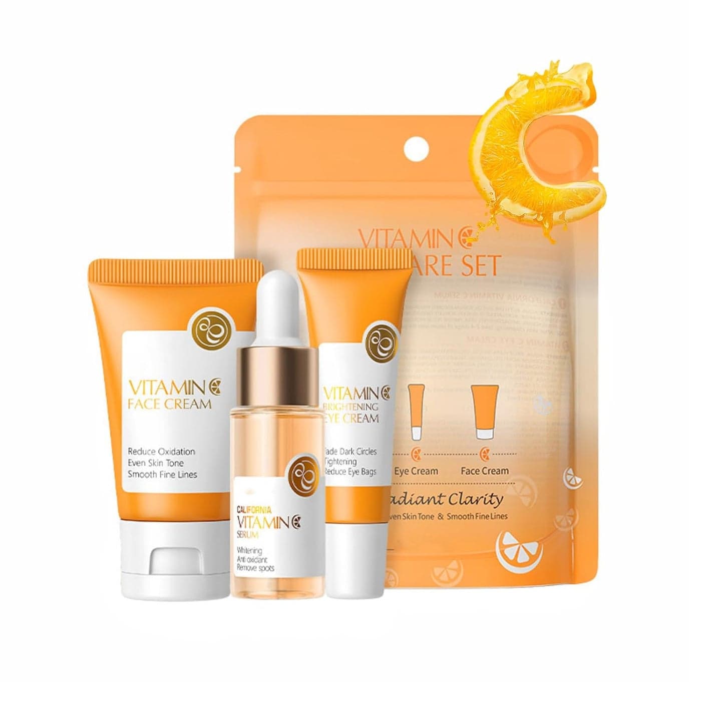 Skincare Set Gifts for Teenagers Girls Vitamin C Skin Care Set Travel Size Skin Care Set Hydrating Skin Reduce Wrinkles Includes Face SerumEye CreamFace Cream Smoothing Fine Lines3PCS