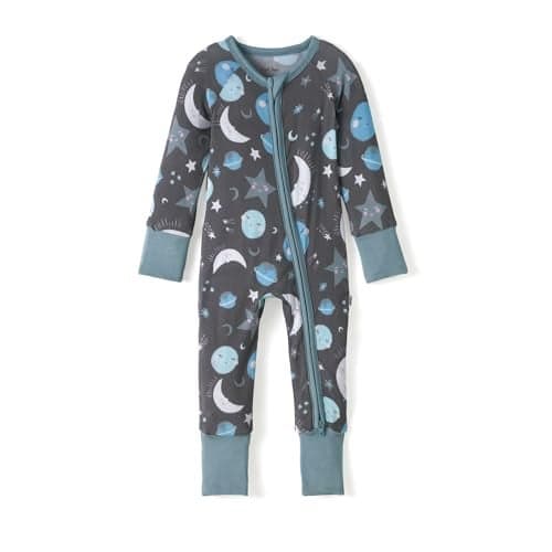 Little Sleepies Pajamas for Baby Boys Girls Viscose from Bamboo Baby Pajamas Snug Baby Sleeper Toddler PJs 2Way Zipper Blue To the Moon Back 03M