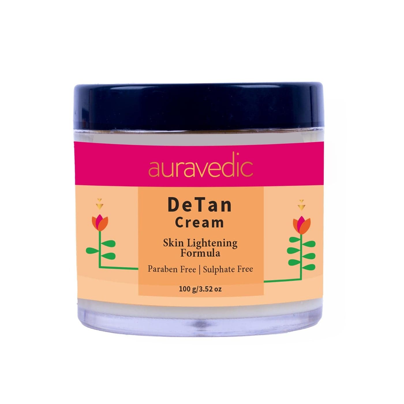 De Tan Face Cream Ayurvedic Facial Moisturizer Helps Reduce Tanning Sun Damage Natural Beauty Recipe with Papaya Turmeric 353 Oz100 g