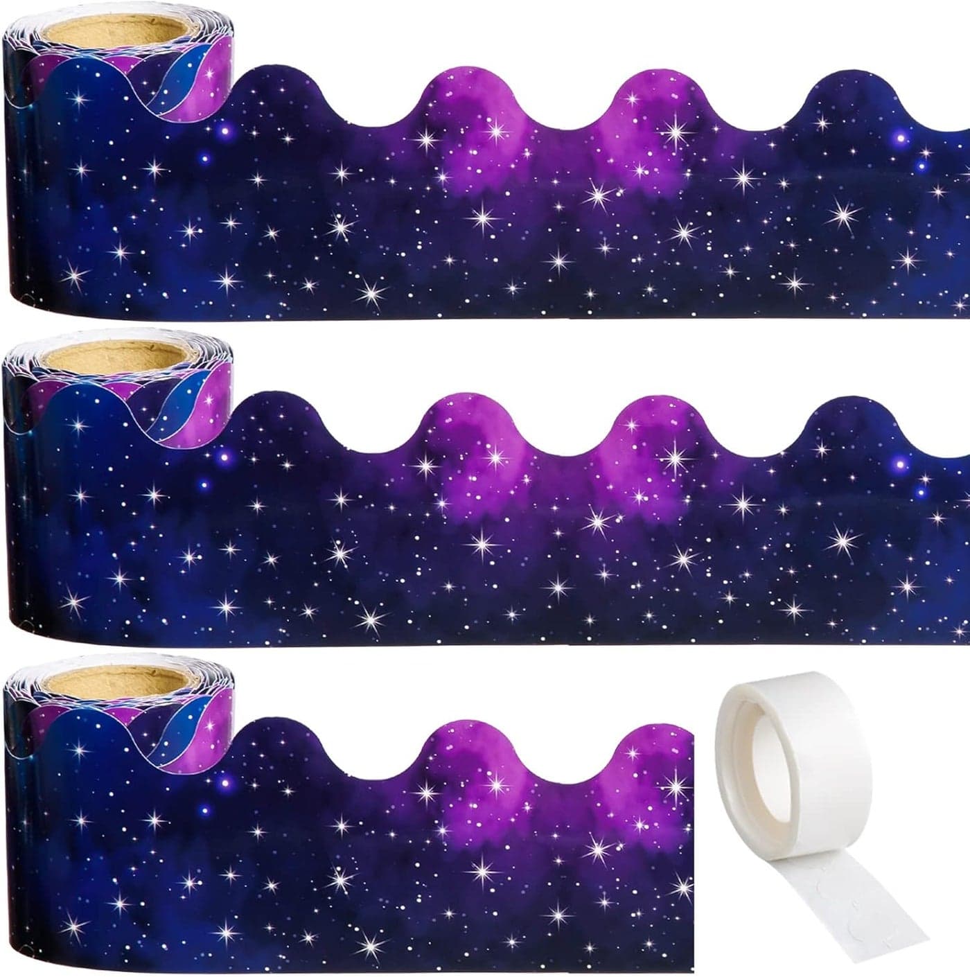 99 Feet Starry Sky Bulletin Board Border 3 Rolls Dark Stars Scalloped Borders Trim Night Sky Classroom Bulletin Board Border Trim for Back to School Chalkboard Whiteboard Decorations